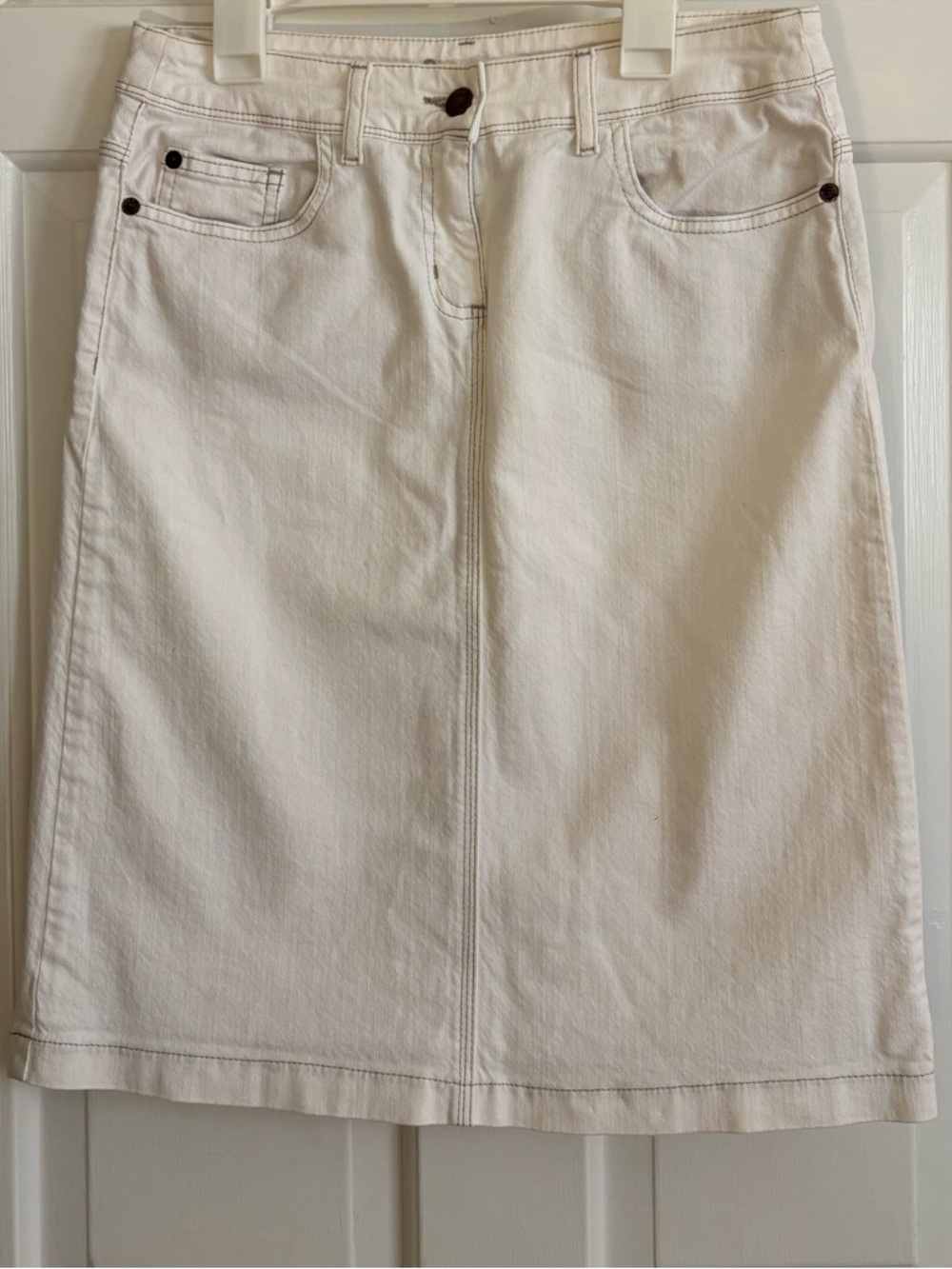Classic White Denim Skirt - Women's Straight A-Line
